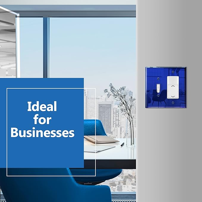 LIDER Reflective Acrylic Combination Wall Plate, Mirrored Double Switch Plate, Combo Toggle Switch and Decorator Outlet Cover, Acrylic Glass Oversized 2-Gang 5.25" x 5.25" LWP-1131O-ABL5P Blue 5 Pack