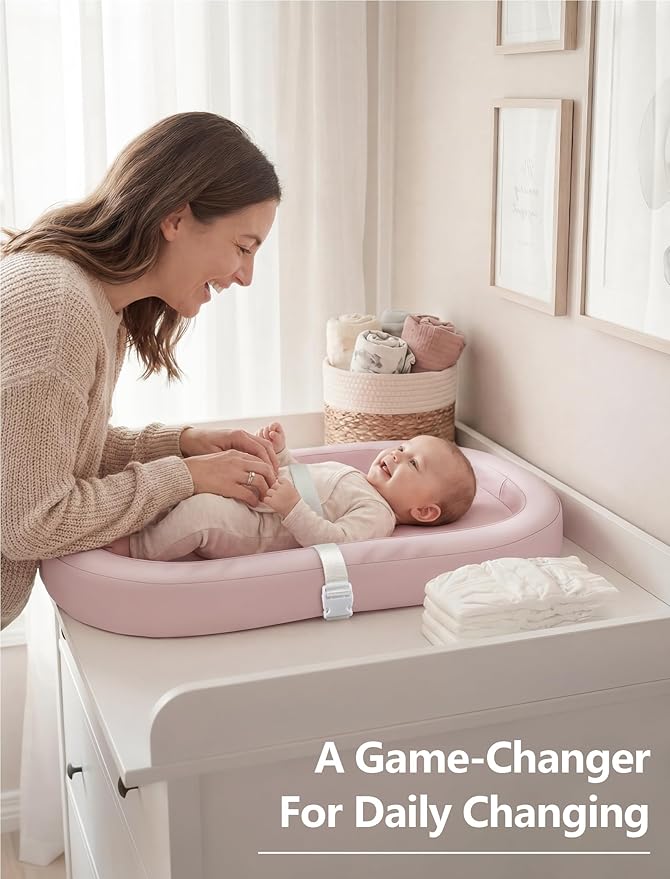Wipeable Baby Changing Pad, Changing Pad Babies for Dresser Waterproof Standard Size in 30.7” * 15.7” for Diaper Changing on Table (Pink)