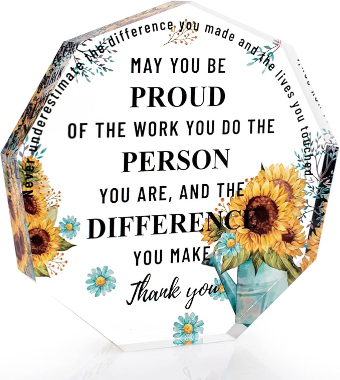 Thank You Gifts for Coworker Women, Teacher Appreciation Gifts, Retirement Goodbye Farewell Gift, Administrative Professional Day Gifts, Inspirational Acrylic Decorative Sign