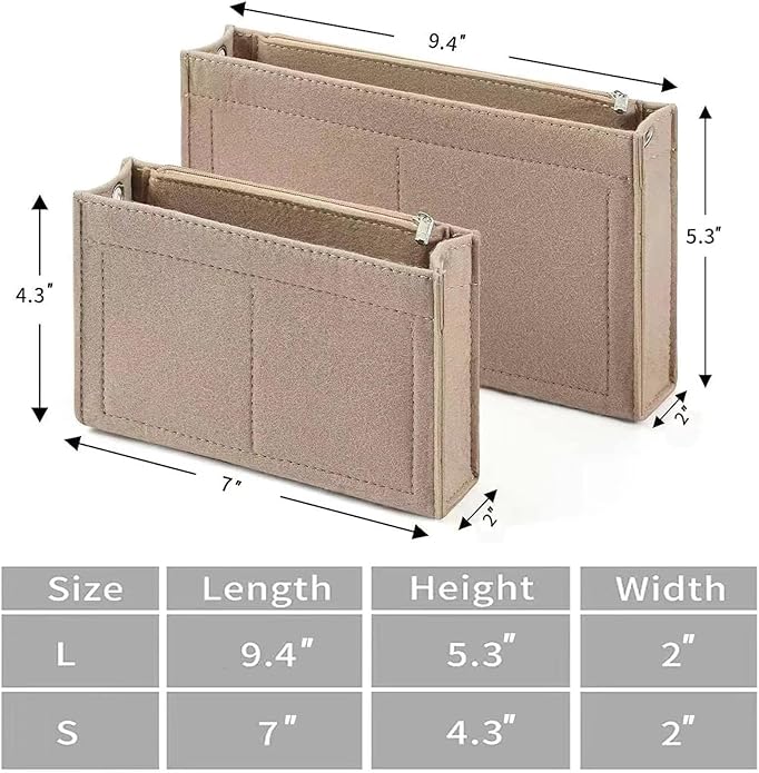 Joqixon Mini Felt Purse Organizer Insert Small Tote Bag organizer with Zipper