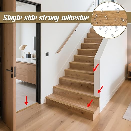 20Ft x 2" Vinyl Threshold Floor Transition Strip Trim Flooring Transition Strips Self Adhesive Wood Flat Divider Carpet Transitions Laminate Strip for Joining Laminate Tiles Carpet Doorway Transitions