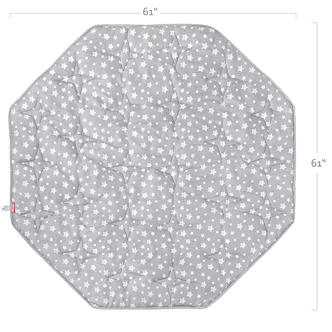 Octagon Playpen Mat Grey, Non Slip 8 Panel Playpen Mattress Mat Fits Regalo Extra Large Play Yard and hiccapop XL 69" Baby Playpen, Grey Star Octagon Playard Pad