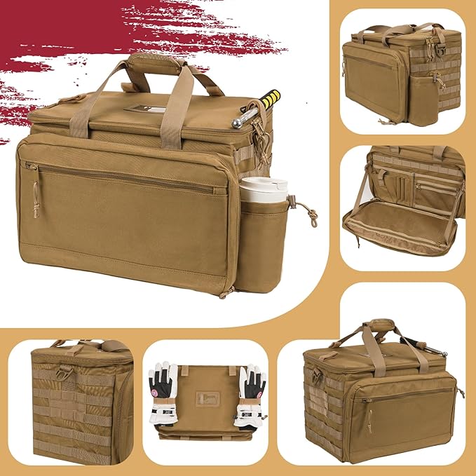 Patrol Bag Law Enforcement, Police Gear Car Front Seat Vehicle Organizer Bags with MOLLE System (Khaki)