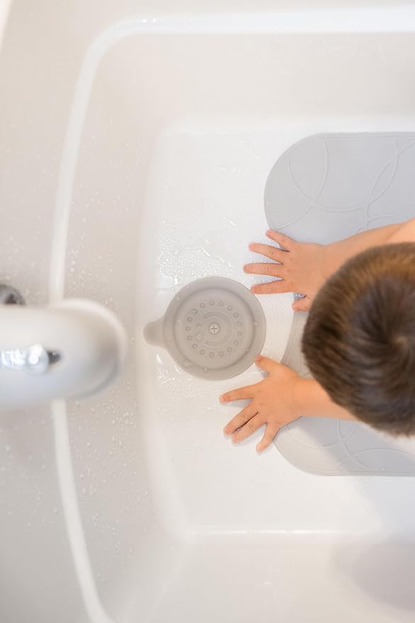 Ubbi Bathtub Drain Cover, Silicone Drain Stopper with Suction, Baby Bath Time Accessory, Gray