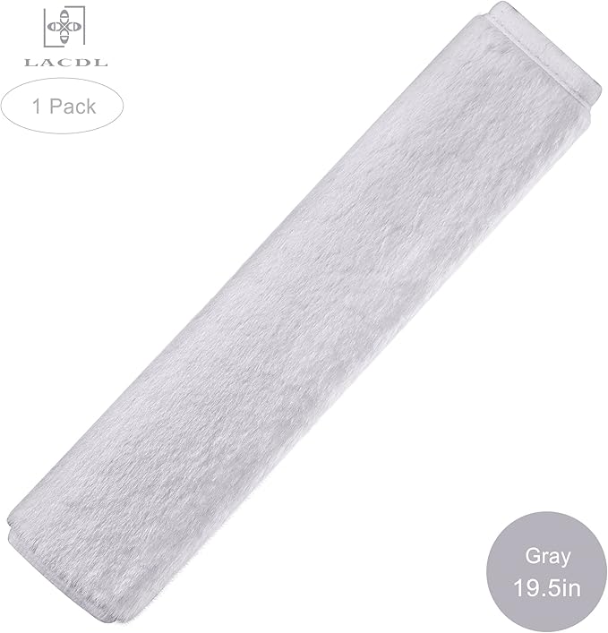 LACDL Extra Long Seatbelt Cover Super Soft Furry for Adults Kids Women & Men, Thick Plush Full Car Seat Belt Strap Cushion, Fluffy Shoulder Pad Protector, Auto Interior Accessories, 1pc, Grey, 19.5in