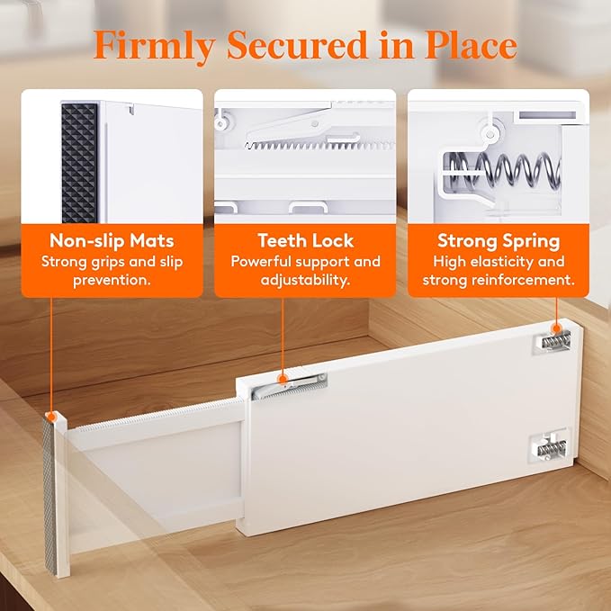 Lifewit 6 Pack Drawer Dividers 5" High, 13.5-22" Adjustable Clothes Organizers, Expandable Dresser Separators in Bedroom/Bathroom/Kitchen/Office, PLS5