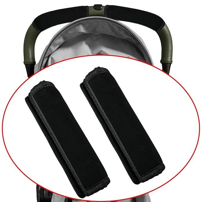 2 Pack 6.3 ×5.51in Armrest Handle Cover,Handle Sleeve Cover Replacement Pushchair Universal Handle Cover Accessory Elastic Dust Proof Protector Sleeve for Pushchair Pram(Black)