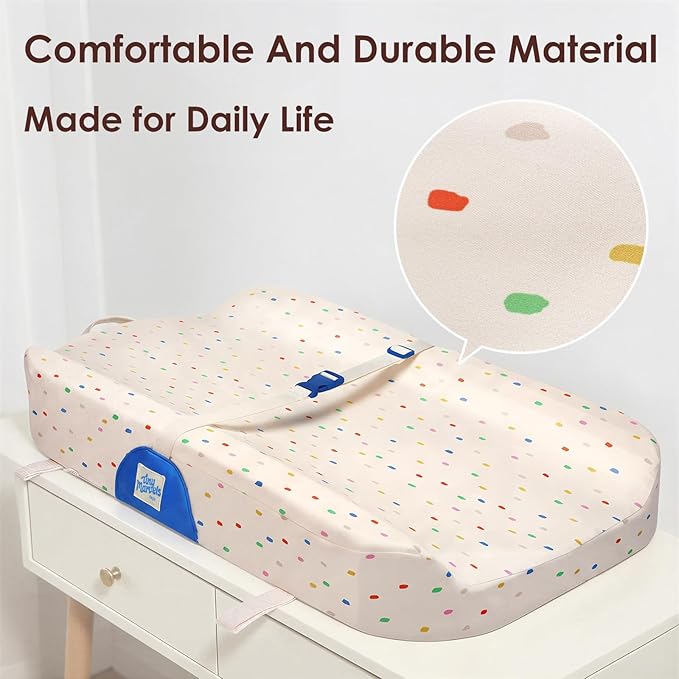 Tiny Marvels Baby Changing Pad with Cover, Waterproof Diaper Changing Pad with Non-Slip Base, Soft Contoured Changing Pad for Dresser, Nursery & Travel