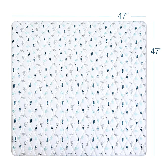 Foam Baby Play Mat 47" X 47", Playmat for Babies and Toddlers, Thick One-Piece Crawling Mat, Non Slip Baby Play Mats for Floor, Kids Foam Play Mat for Playpen Easy Clean, Whale