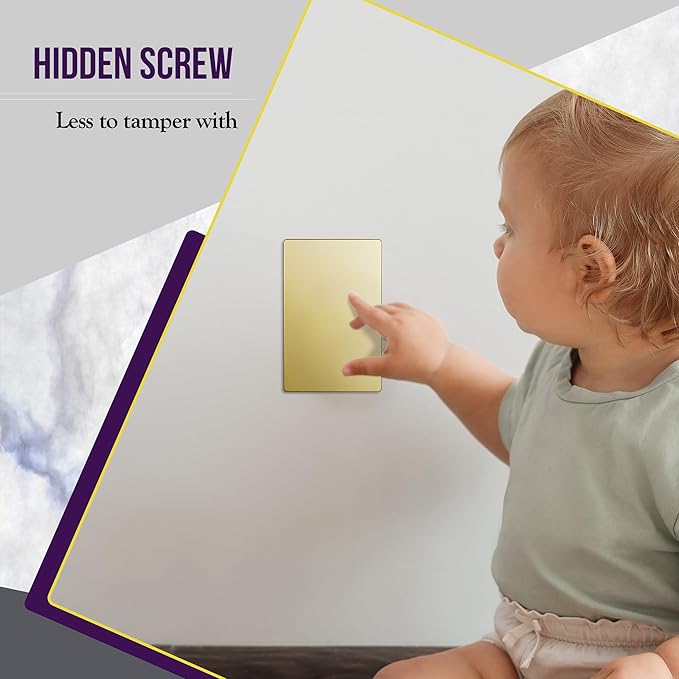 ENERLITES Screwless Blank Wall Plate, Child Safe Blank Device Outlet Cover, Standard Size, 1-Gang 4.68" x 2.93", Polycarbonate Thermoplastic, UL Listed, SI8801-GD, Gold