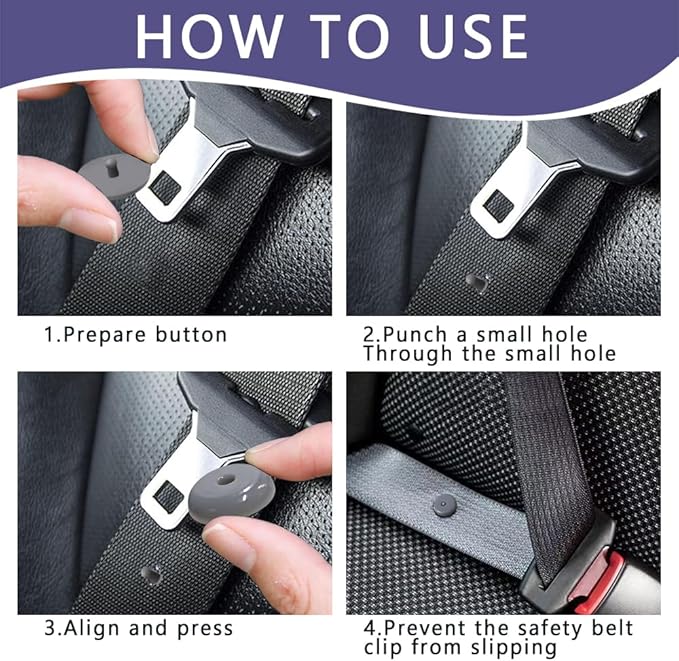 10 Sets Universal Fit Seatbelt Stopper Kit, Snap-on Seat Belt Button Stop, Car Accessories Plastic No Welding Required Seat Belt Buckle Button Prevent Seatbelt Clip from Sliding Down (Gray)