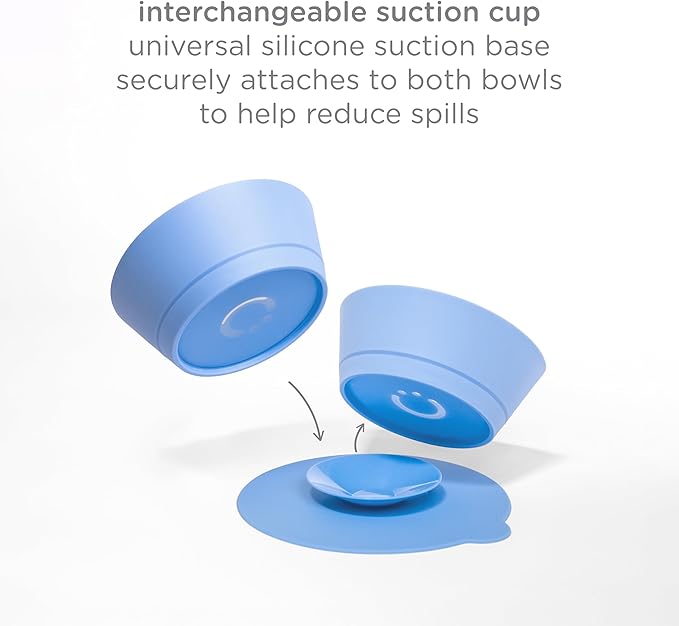 Ubbi Silicone Suction Bowls for Babies & Toddlers, 2-Pack – 2 Bowls + Interchangeable Stay-Put Base, High-Wall Self-Feeding for Baby-Led Weaning, BPA-Free Dishwasher Safe, Smoothie Purple