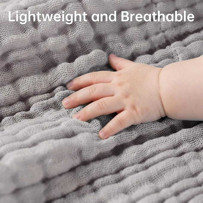 Bear Rocket Organic Muslin Baby Washcloths 6 Pack Baby Bath Face Towel 12x12 Inch Extra Absorbent and Soft Burp Cloth and Wash Cloths for Newborn-Infants On Sensitive Skin (White Grey Brown)