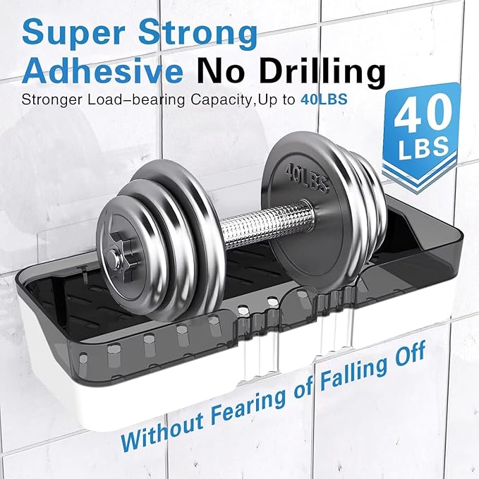 WeshyiGo Shower Caddy No Drilling Shower Organizers with Soap Dish Toothbrush Holder and Hooks Plastic Detachable Large Bathroom Countertop Organizer