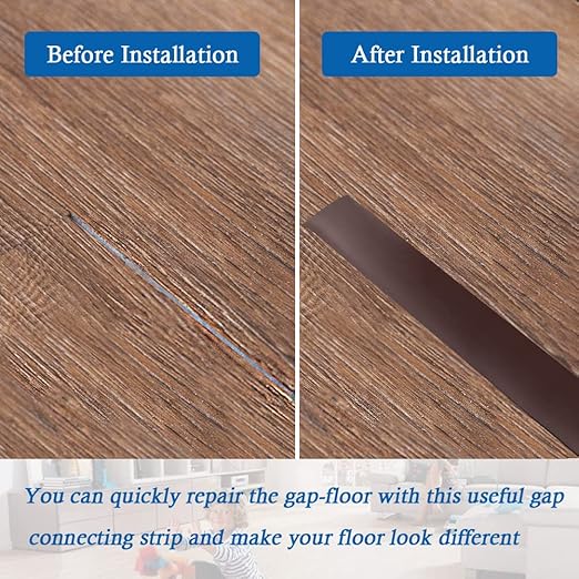 Floor Transition Strip Self Adhesive Floor Cover Strips Laminate 3" Wide Vinyl Flat Divider Transitions (7.5cm, 6.56Ft, Brown)