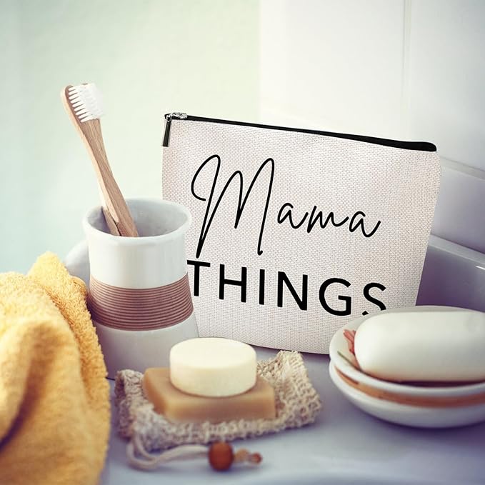 Mama and Baby Bag Set Canvas Pouch Set Keepsake for New Mothers Travel Toiletry Bag for Baby Stuff, Mother's Day Gifts, Set of 2
