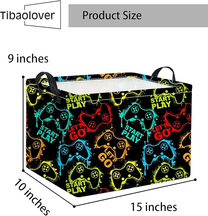TIBAOLOVER Rectangular Baby Storage Basket Boys for Home Kitchen Girls Cute Storage Bin Organizer Shelf Book Room Decor(Games)