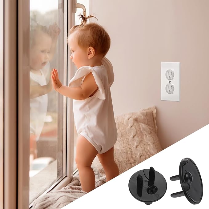 MECCANIXITY 12 Pack Outlet Covers Proofing, Plug Covers Easy Installation Electric Plug Protectors Safety Socket Cover Plugs Protector Black