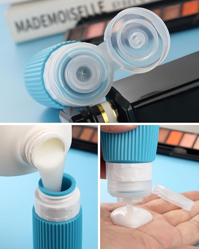 Mrsdry Travel Bottles for Toiletries 8 Pack, Tsa Approved Travel Size Toiletries 3 oz, Containers for Toiletries, with Clear Bag, Leak Proof Silicone Squeezable Essentials Creams Jars
