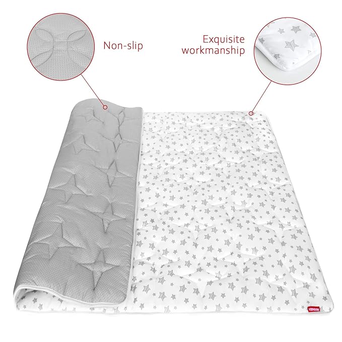 Baby Play Mat Extra Thick, Large, Crawling Mat Non Slip Padded Baby Mats for Playing 79x55 Inches, Baby Playmat Floor Mat for Babies, Toddler, White Star