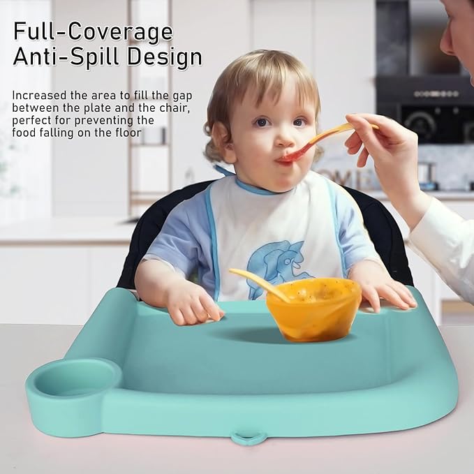 Baby Dining Tray Compatible with Inglesina Fast Table Chair Silicone Baby Feeding Tray for Clip-On Fast Table Chair Dishwasher Safe BPA Free Silicone Removable Dining Tray Accessory -Light Blue