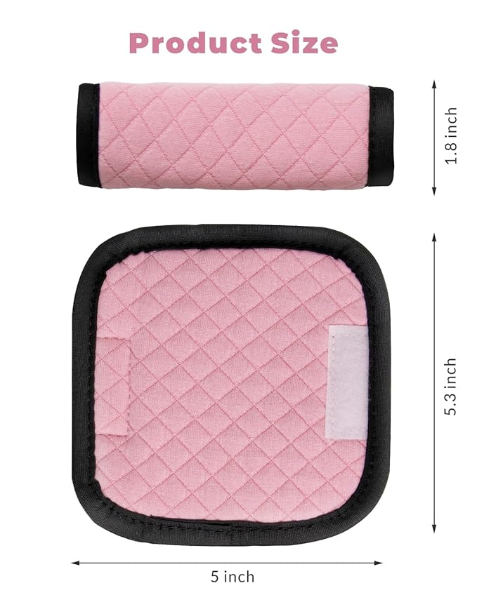 Car Seat Belt Pads 2 Pack for Baby Kids, Soft Reversible Car Seat Shoulder Strap Cover Pads, Seat Neck Strap Covers for Stroller, Carrier, Pushchair - Pink
