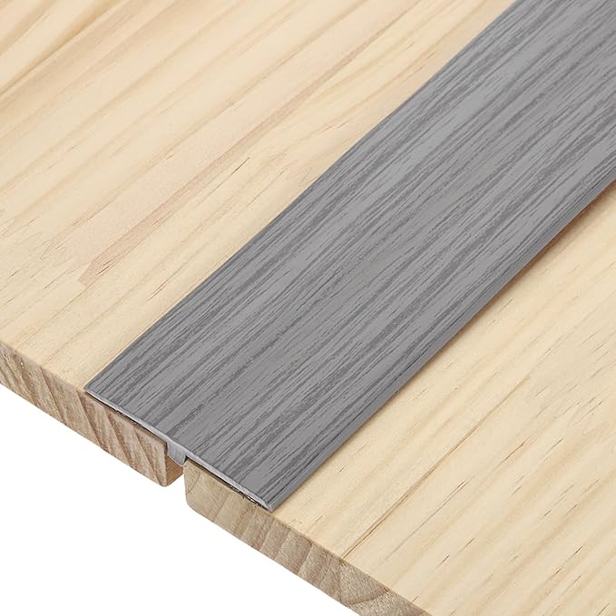 uxcell T-Molding Transition Strips, 3.28 ft x 1.97" (L x W) PVC Floor Flat Divider Strip Self Adhesive Vinyl Flooring Edging Trim for Joining Floor Gaps Doorways, Gray Wood Grain