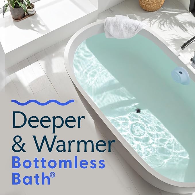 SlipX Solutions Bottomless Bath, Essential Overflow Drain Cover for Bathtub, Best Bath Accessories for Women, Adds Inches of Water to Your Tub for Deeper Soak, 4" Diameter, White