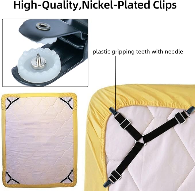 MELOTOUGH 1 Inch Suspender Clips Metal No Slip Suspender Clip with Plastic Gripping Teeth(Black,10pcs)