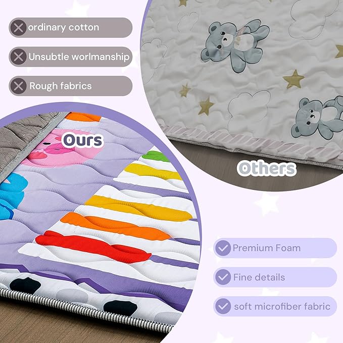 Baby Play Mat for Floor, 71'' x 59'' Thicken Foam Soft Padded Playmat for Baby, Playpen Mat for Toddlers Infant Kids, Machine Washable, Non-slip Bottom Safe for Crawling (Piano)