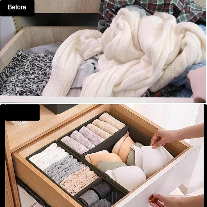 COSDACE Drawer Organizer Clothes,12Pcs Dresser Drawer Organizers Foldable Closet Organization and Storage Dividers for Clothing,Underwear, Sock, Baby Closet Organizer (Grey)