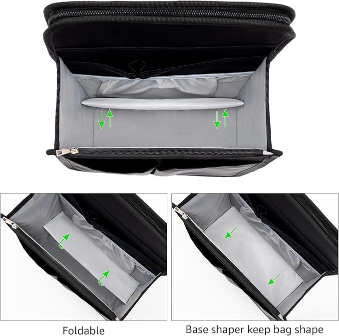 Yoillione Backpack Organizer Insert for Men and Women with Base Shaper - Lightweight Bag Organizer with High Capacity, 17 Pockets with Zipper (13'' Height, Black)