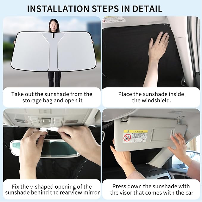 Double Thickened Vehicle Windshield Shade, Sun UV Blocker Cover for Front Window, Baby Sunshade Heat Reflector in Car, Car Shield Accessories Interior for Women, Essentials Sun Visor Extender