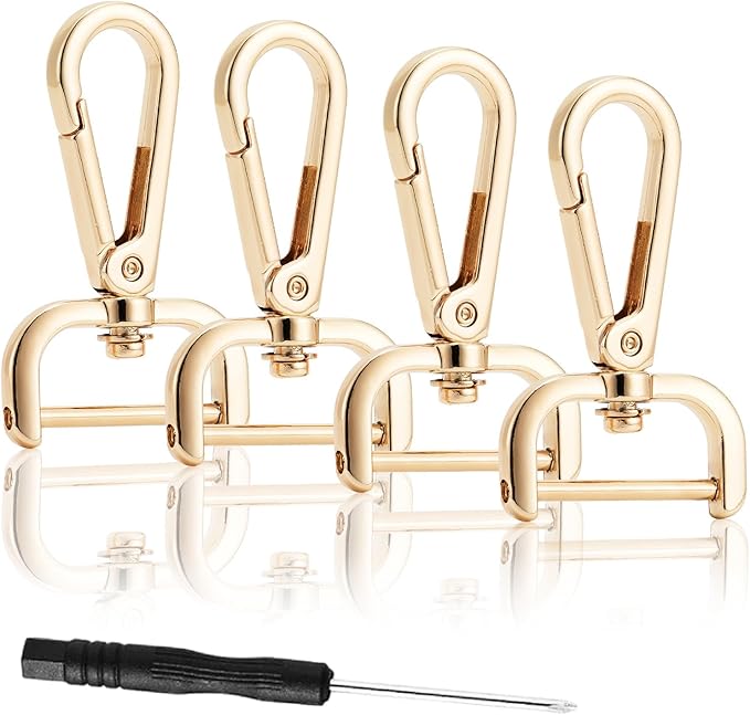 4PCS Detachable Snap Hook Swivel Clasp with Screw Bar, Multiple Sizes Hardware for Changing Bag Straps,Gold1 1/2