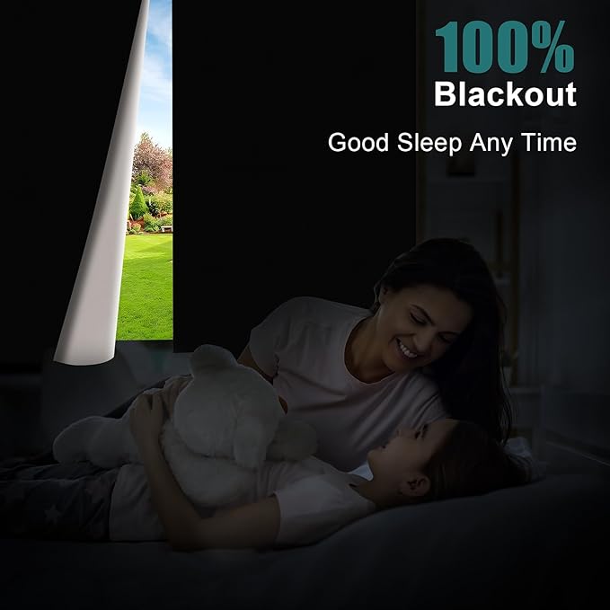 100% Blackout Window Cover, 118x57 Inch Portable Blackout Blinds, No Drill Privacy Blackout Shades, Cuttable Temporary Black Out Curtains for Bedroom Travel Dorm Home Nursery RV Media Room Darkening