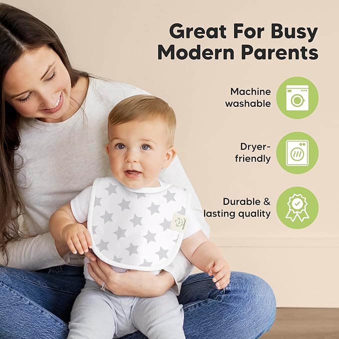 8-Pack Organic Baby Bibs for Boys, Girls - Soft Cotton Drooling and Teething Bibs for Baby Girl & Boy, Extra Absorbent, Easy to Clean & Put On for Toddler, Newborn, Infant 0-24 Months (Constellation)