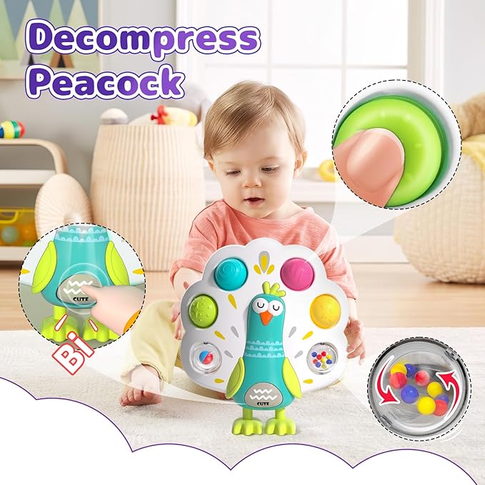 usrela 5 in 1 Baby Toy for 12 18 Month, Learning Toys for Babies 12-18 Months, Baby Busy Cube, Stacking&Sensory, Pull String&Piano Xylophone Toy, Birthday Gift for 12+ Month