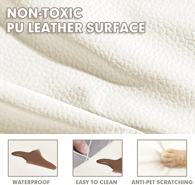 Baby Play Mat for Boy or Girl - 1.4" Extra Thick & Super Soft Vegan Leather Floor Mat, Waterproof & Anti-Slip Baby Crawling Mats, Playmats for Babies and Toddlers, Playpen Mat Fits Any Playroom, Beige