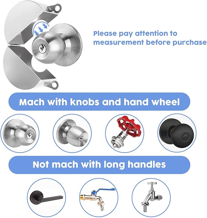simarro Door Knob Lock Out Device, Door Handle Lock Cover with Padlock and Keys, Prevents Turning of Door Knob and Entering Keyholes for Covering Door Handles Faucets Valves(Silver)