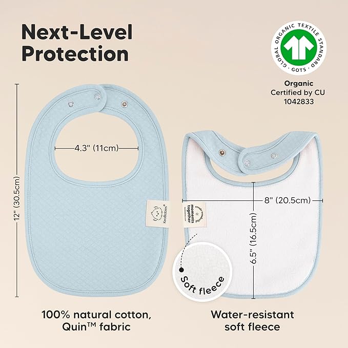 KeaBabies 8-Pack Organic Baby Bibs for Girls, Boys - Quilted Cotton Cloth Baby Drool Bibs for Drooling and Teething Toddler, Newborn, Infant, Soft & Super Absorbent (Dawn)