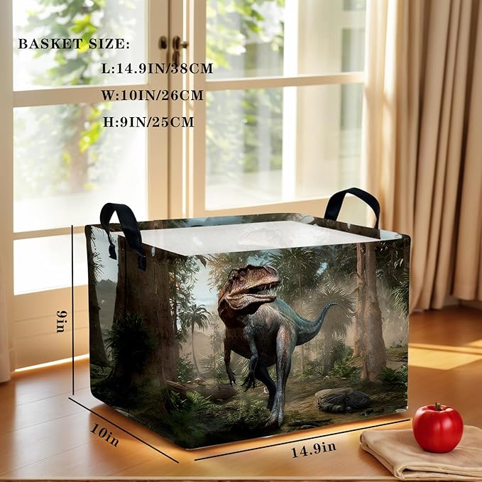 ASKETAM Cute 3D Dinosaur Kid Storage Basket Trendy Toy Box, Baby Laundry Hamper, & Clothes Organizer Fantastic Boy Gift & Nursery Bin for Modern Bedrooms (Tyrannosaurus Rex)