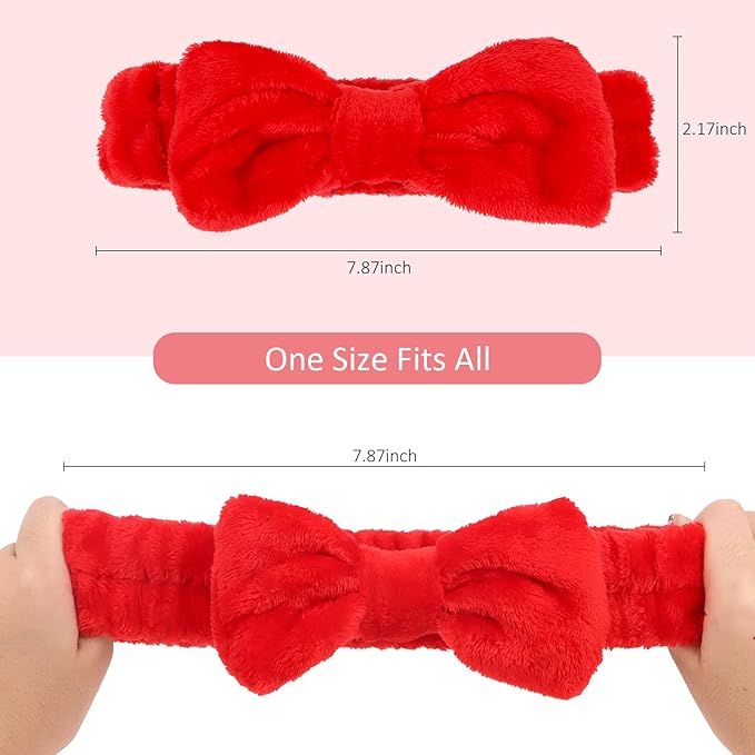 10 Pack Red Skincare Headbands Set for Women Girls Spa Headband for Washing Face Bulk Valentine’s Day Party Favor & Gift Set Red Color