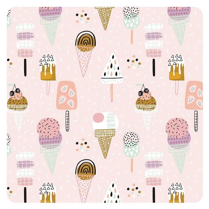 BapronBaby Pink Ice Cream Splash Mat - Waterproof Catch-All for Under High Chairs, Floors, Tables, Playtime or Arts & Crafts - Machine Washable - 45" x 45”