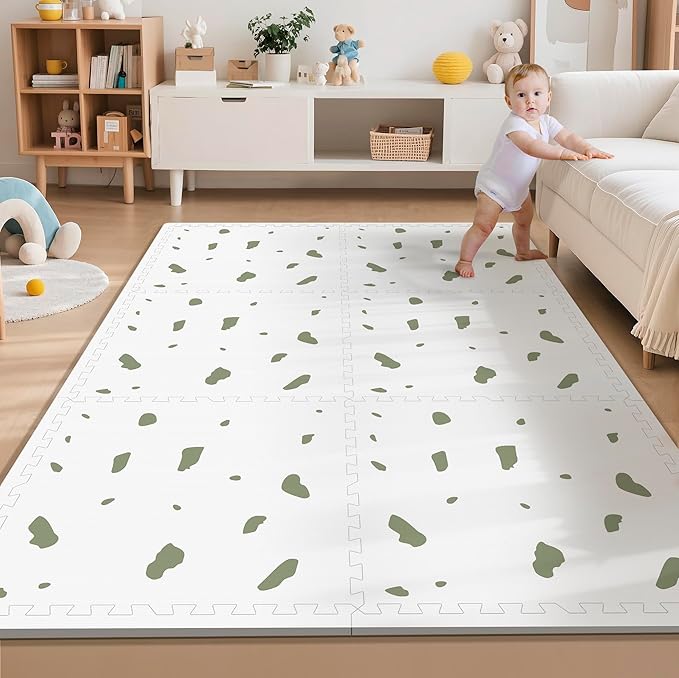 PIGLOG Baby Foam Play Mat-72”x 48” Baby Playmat,6-Piece Interlocking Foam Floor Tiles,Waterproof Crawling Mat,Puzzle Mat for Infants and Toddlers,Non Toxic Play Mat for Baby Tummy Time Mat(Spot)