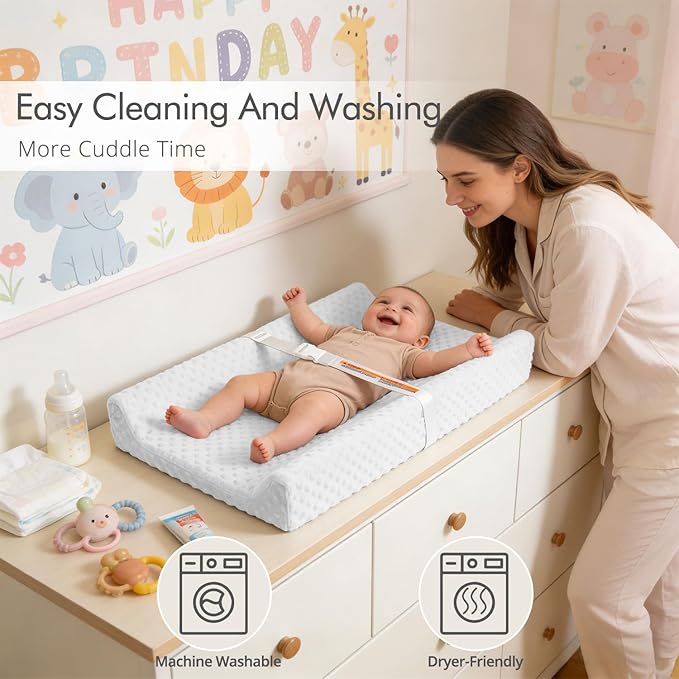 2 Pack Baby Changing Pad Covers, Super Soft Plush Dot Diaper Changing Table Covers Fit 32x16 Inch Changing Table Pad for Baby Boys & Girls