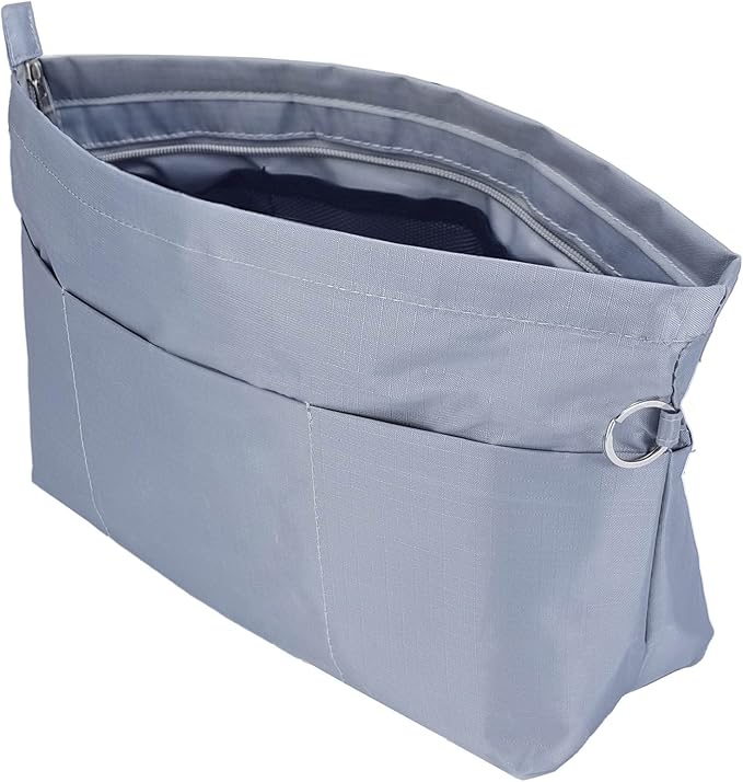 Time Wing Handbag Tote Purse Organizer Insert Bag Liner Shaper Divider Zipper 11 Pockets Compartments Large Grey