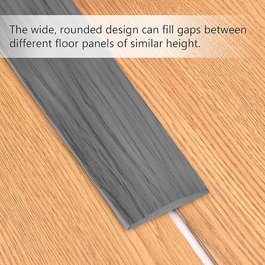 Vinyl Floor Transition Strip, Self Adhesive Floor Cover Strips PVC Laminate Threshold Strip Bar Flat Divider Strip for Joining Floor Gaps, Doorways Threshold, Carpet, 2" Wide (Gray Wood Grain, 10Ft)