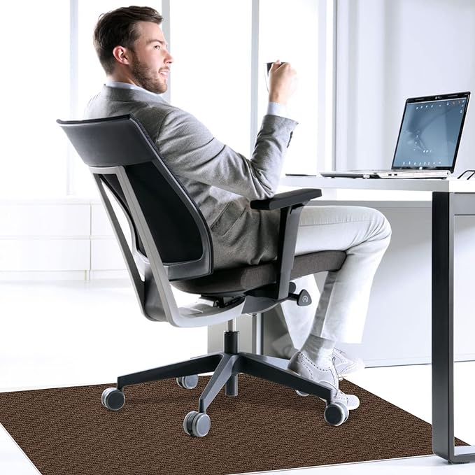 Sycoodeal Office Chair Mat for Hardwood Floor,Office Computer Gaming Chair Mat for Tile Floor,Large Floor Protector Rug,Anti-Slip,Easy to Clean,Coffee(40"x48")