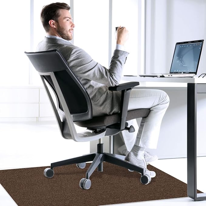 Sycoodeal Office Chair Mat for Hardwood Floor,Office Computer Gaming Chair Mat for Tile Floor,Large Floor Protector Rug,Anti-Slip,Easy to Clean,Coffee(55"x36")