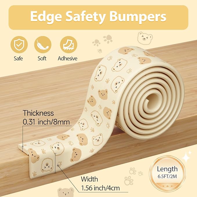 Edge Protector for Baby Proofing 6.5ft Heavy-Duty Soft Rubber Foam Furniture Edge Bumper Guards Cute Furniture Corner Edge Safety Bumpers Desk Edge Cushion for Kids